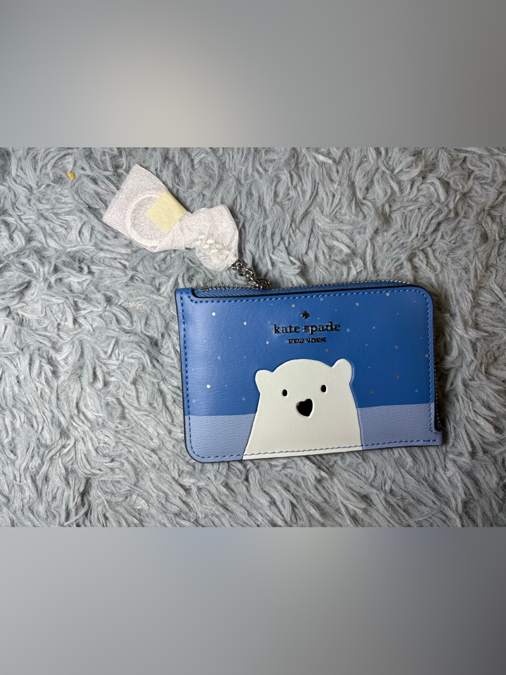 Kate Spade Blue Polar Bear Zip Pouch
